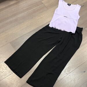 Black Wide-Leg Pants w/ Purple Top